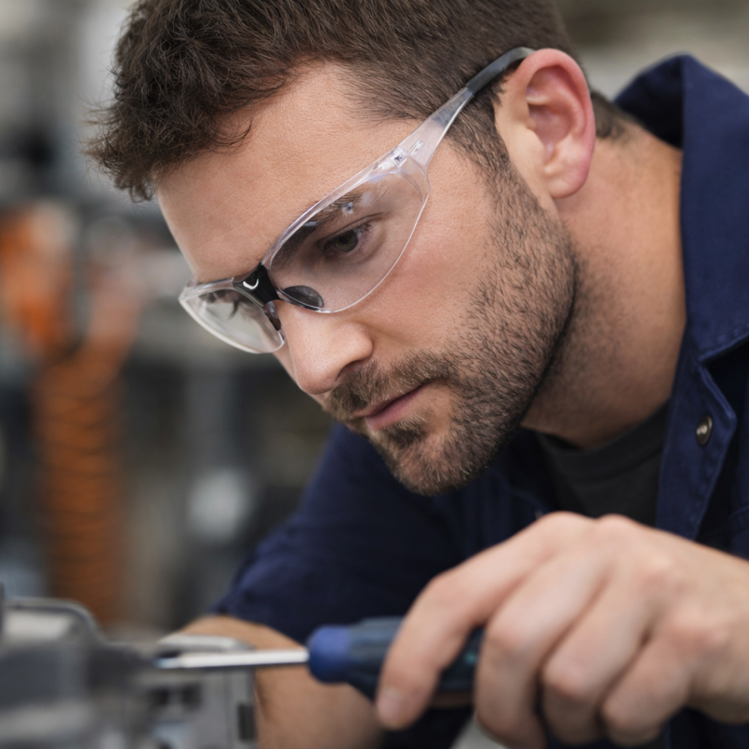 Clear High Impact Safety Glasses | Side Shields, Anti-Fog Coating, UV Protection, ANSI approved  - EY5P