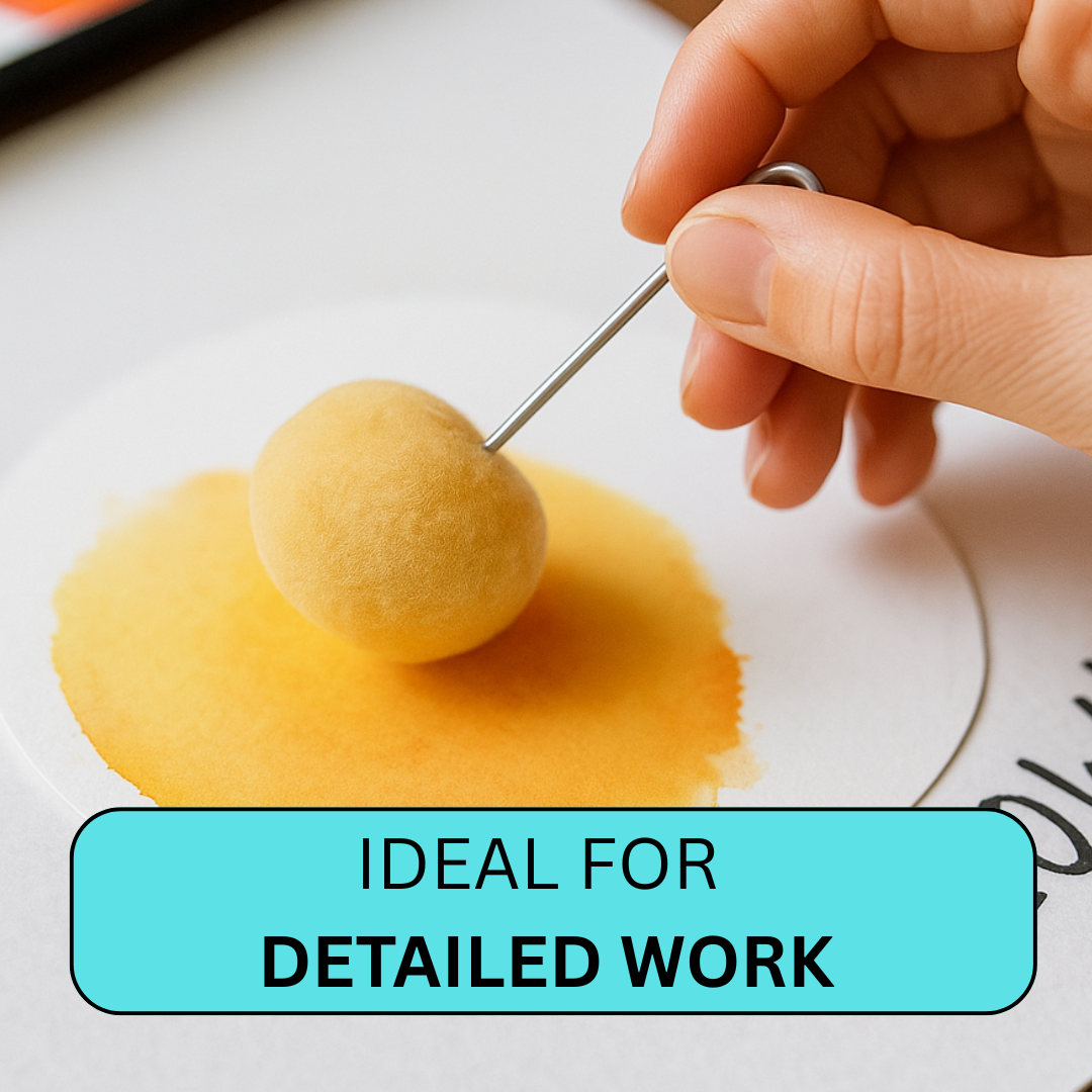 50 Piece 1" (2.5 cm) Diameter Genuine Wool Daubers Applicators with Metal Handle for Dye, Paint, Glue | Precise Application | Durable 3" (7.6 cm) Steel Handle