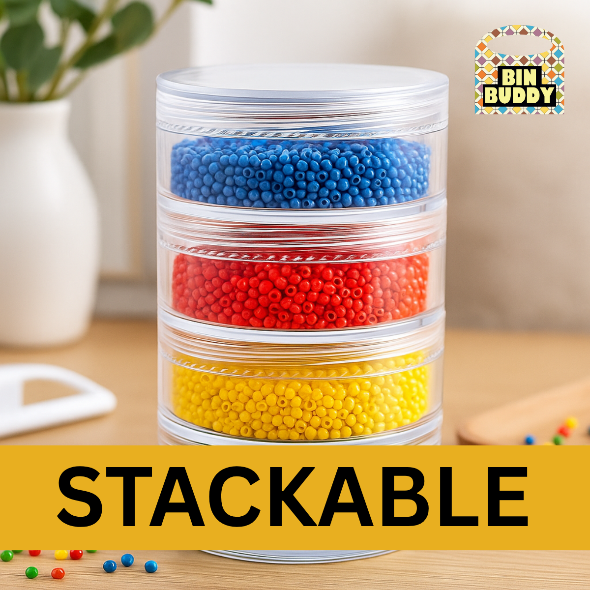 4 Piece Stackable Plastic Round Jars  - TJ05-13704