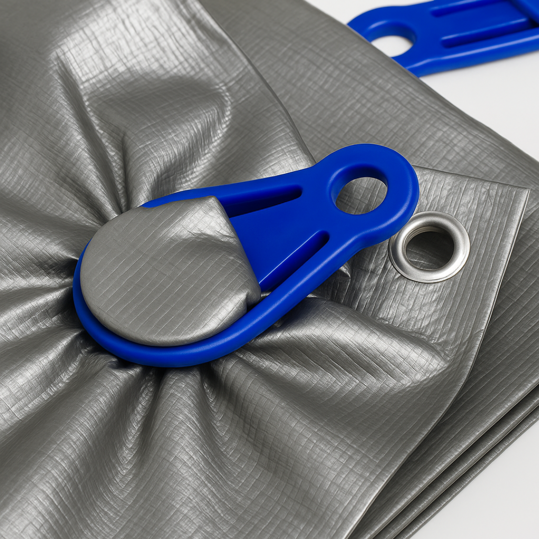 Tarp Clips Clamp Set – 4 Pack Heavy-Duty Snap Clamps for Tarps & Fabrics | Replace Missing Grommets | Add Tie-Down Points | Reusable & Durable Grip