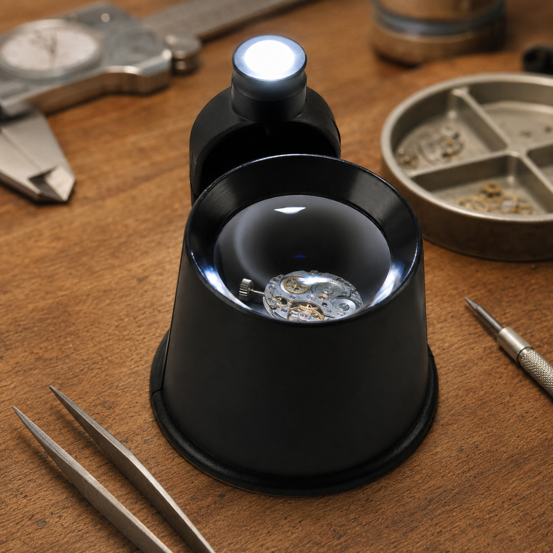 MAXIMIZE Black Jeweler's Loupe with LED Light | 10X Magnification Power | Adjustable Lighting | Ideal for Watchmakers
