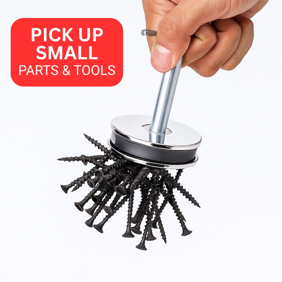 2-1/2" Round Magnetic Pick-Up Tool with T-Handle – Heavy Duty Metal Pick Up Magnet for Nails, Screws, Metal Shavings & Small Parts – MC-00190