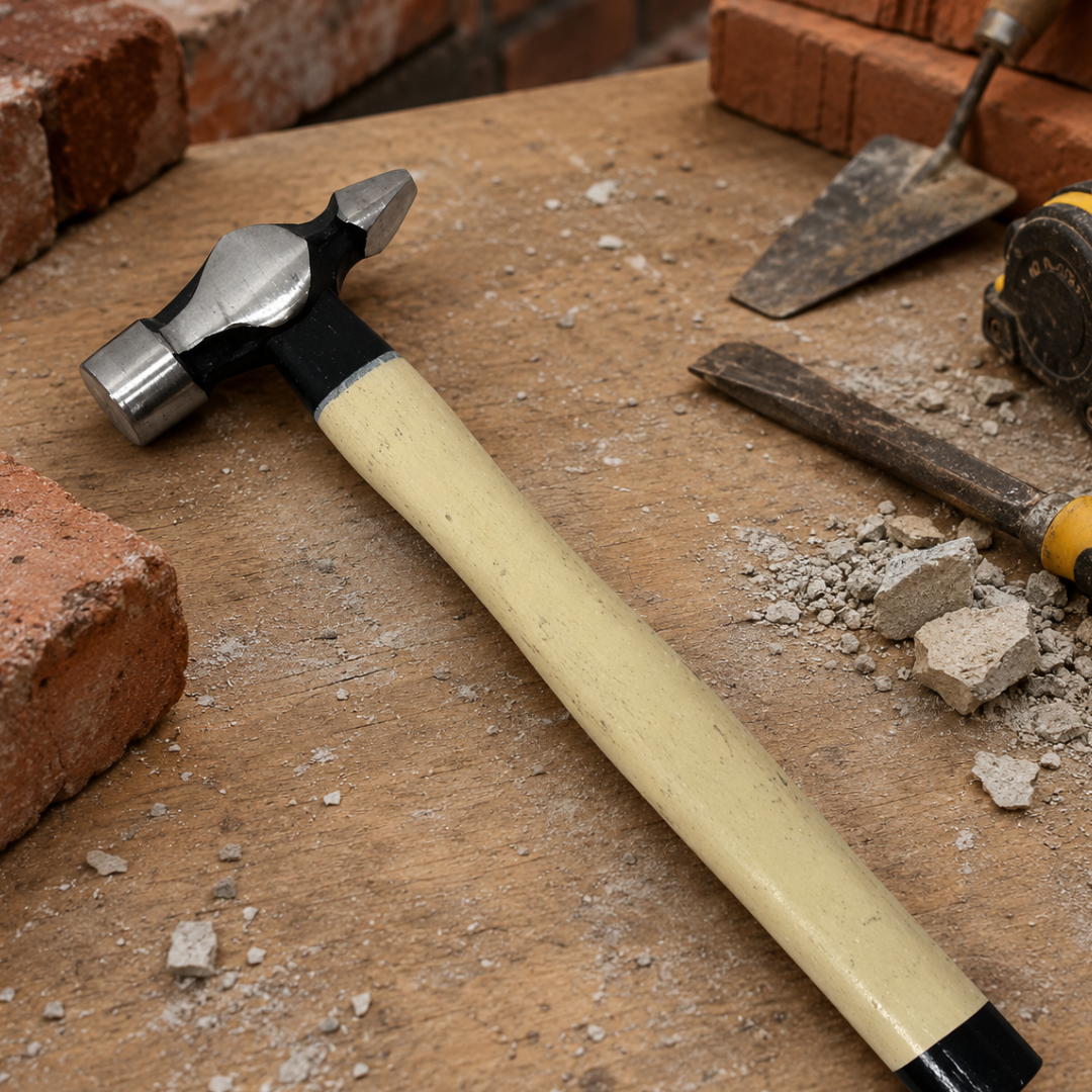 11.5 oz Chisel Hammer with Drop-Forged Steel Dual-End Head, 11 Inch Masonry Hammer with Flat Striking Face & Chisel End, Lightweight Wood Handle for Brick, Concrete & Carpentry – PH-0046