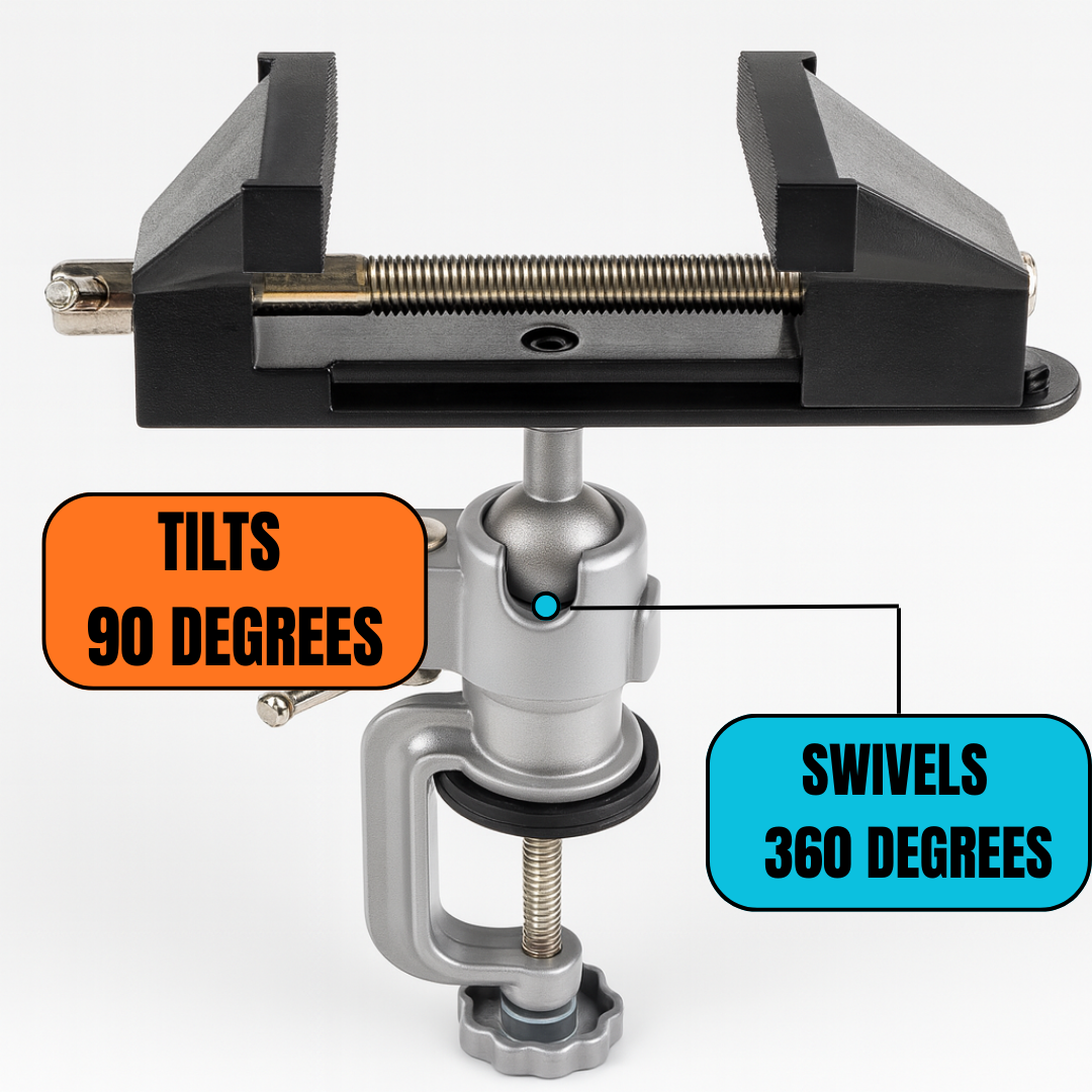 Professional Swivel Vise with Clamp | 3" (7.6 cm) Tabletop Vise | Secure & Versatile | Durable Construction