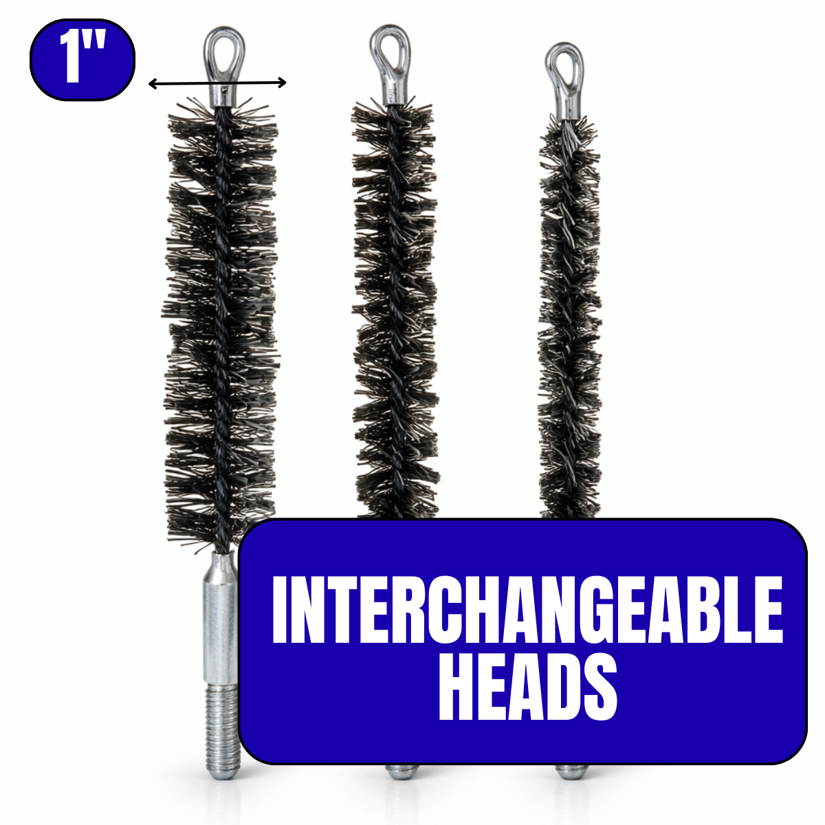 21.25" Pipe Cleaning Brush Set – Flexible Tube & Lint Trap Cleaner with 3 Interchangeable Metal Brush Heads for Dryer Vents, Pipes & Vacuum Hoses
