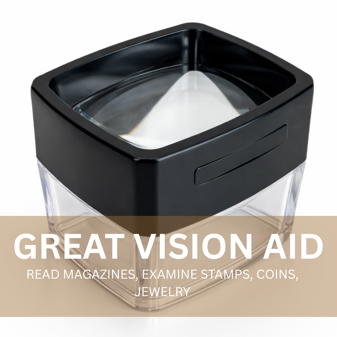 2.75X Printer’s Magnifier Loupe with Clear Plastic Side Panels – Dome Style, Rectangular Lens