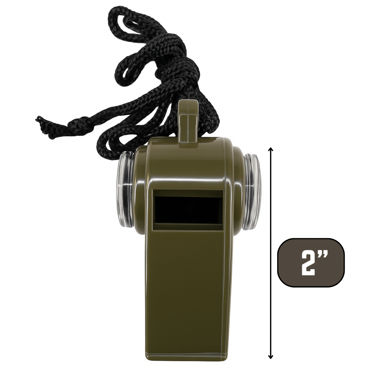 2-Pack Survival Whistle with Compass & Thermometer – Emergency Outdoor Whistle with Long Lanyard for Camping, Hiking, Scouts, and Safety – 3-in-1 Multi-Function Tool (Olive Green)