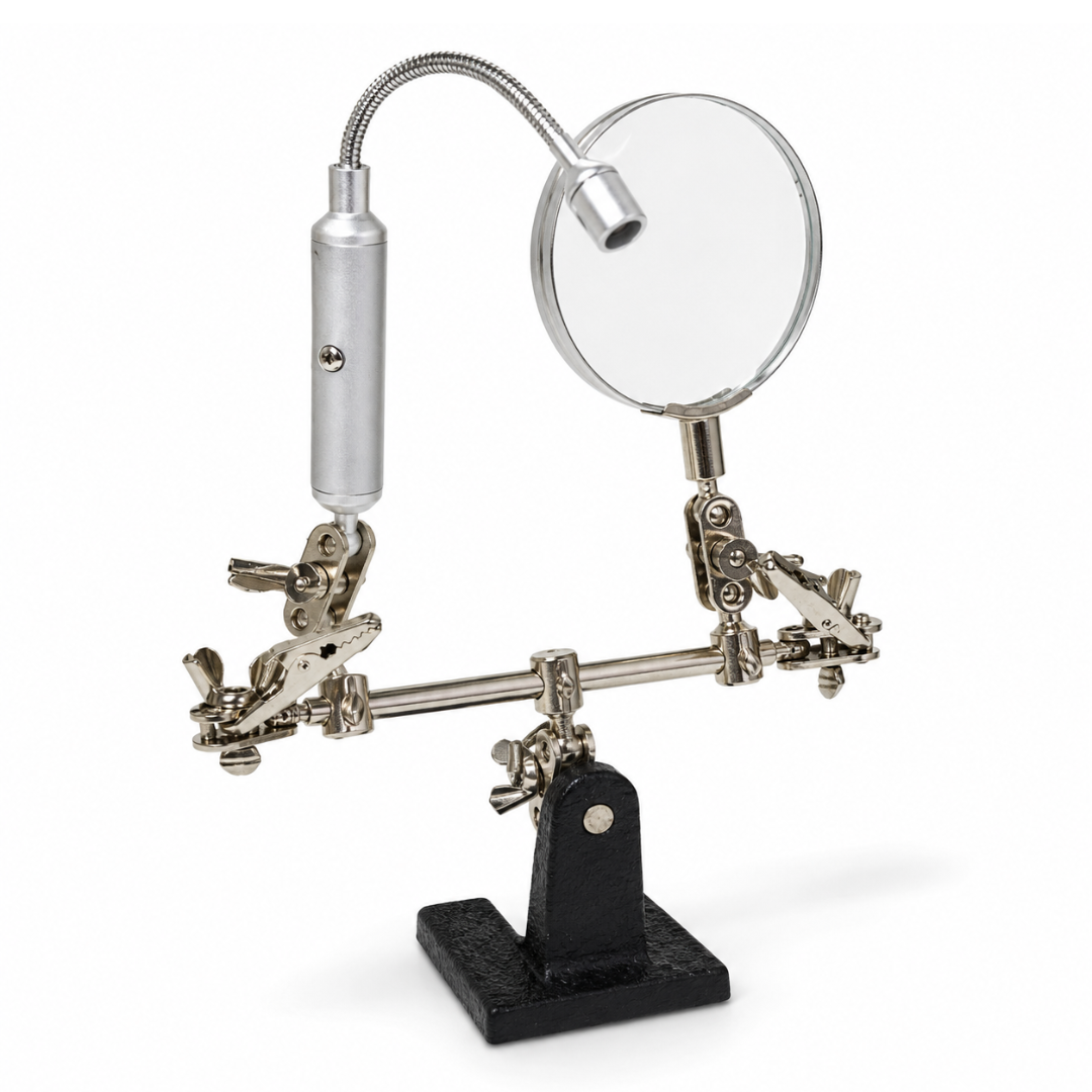 3X Power LED Illuminated Helping Hand Magnifier  - MG-15292