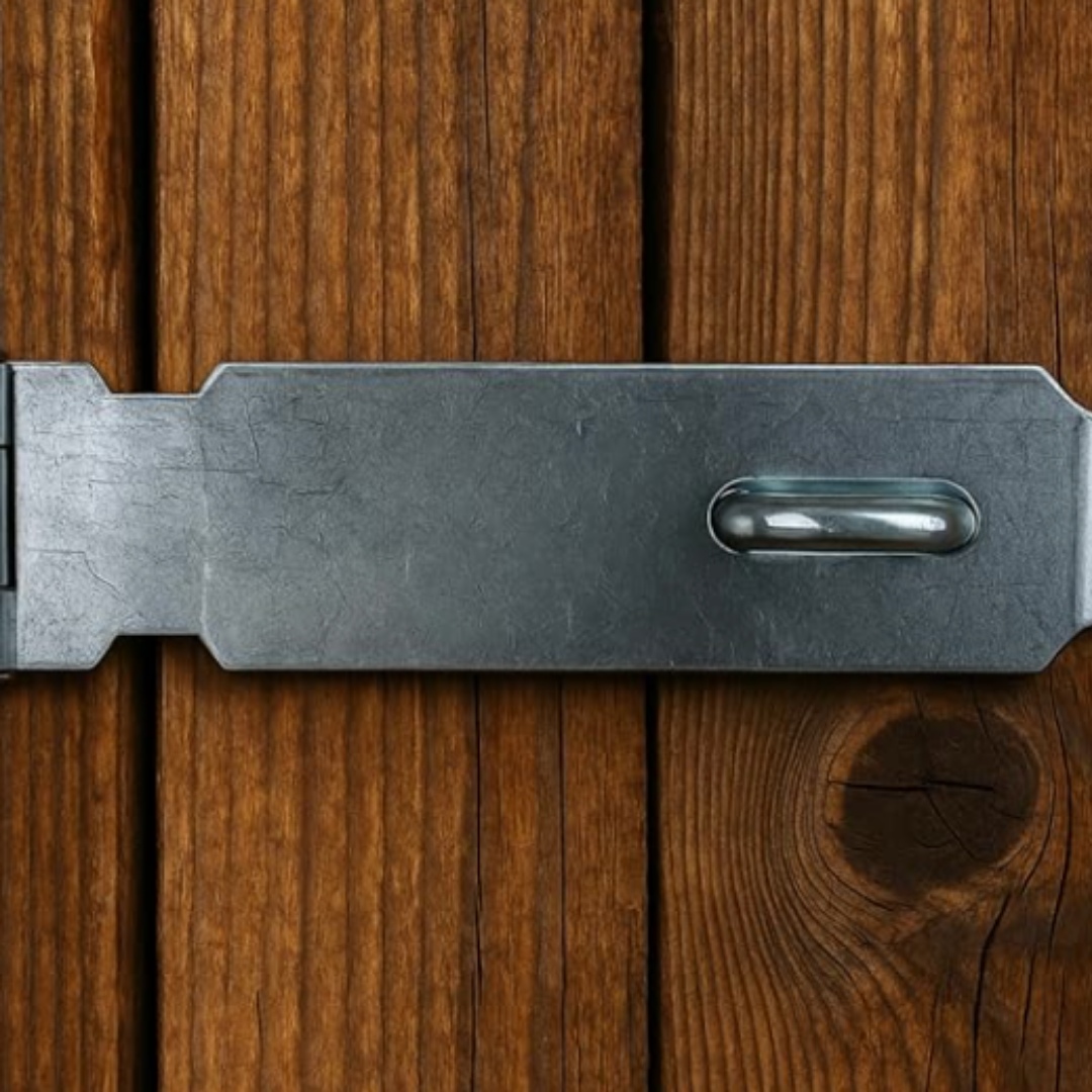 4.5" Galvanized Pad Bolt Hasp with Installation Hardware – Heavy Duty Locking Hasp for Gates, Sheds, Cabinets & Doors
