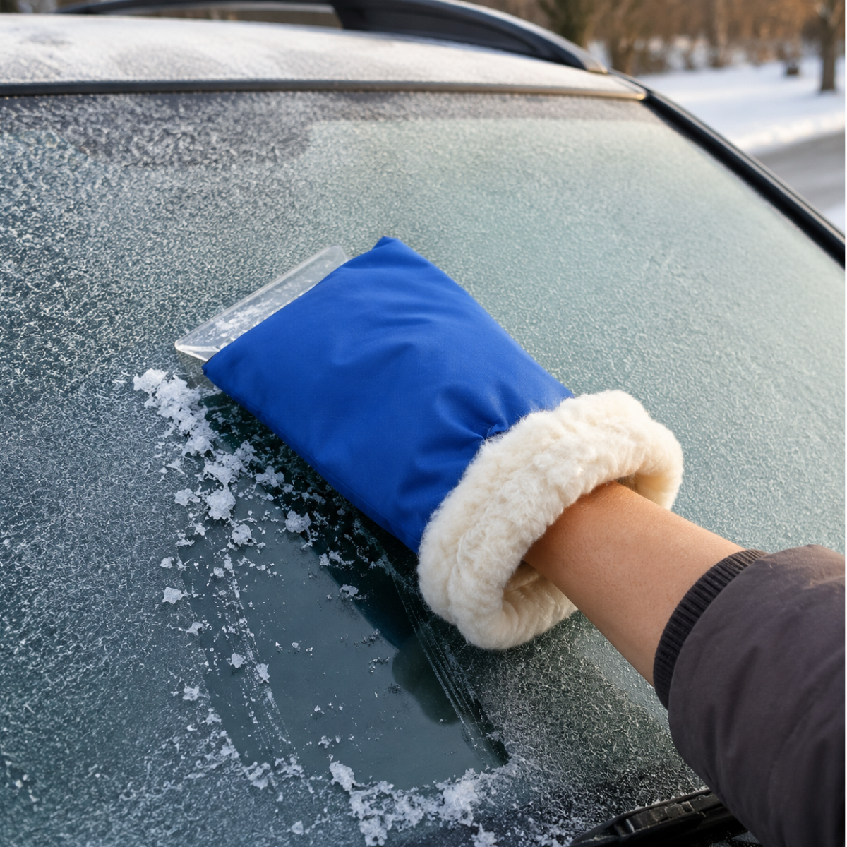 4.5-Inch Acrylic Ice & Snow Automotive Scraper with Warm Mitten Glove - TA-81300