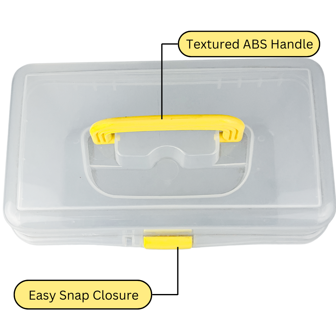 Transparent Storage Box System | 12" x 8" x 7-1/2" (30.5 cm x 20.3 cm x 19.1 cm) Outer Box | Includes 4 Stackable Boxes | Padlock-Ready | Ideal for Crafts & Tools  - TJ-16439