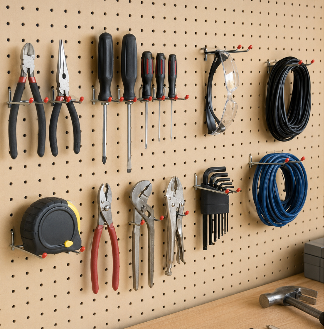 14-Piece Double-Prong Pegboard Hook Assortment, Durable Mild Steel Tool Organizer Hooks with Protective Red Tips, Includes 2, 4 and 6 Inch Hooks – KIT-WP2002-6