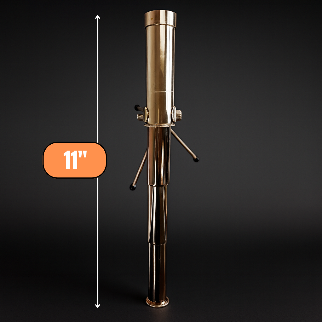 14" Antique Brass Handheld Telescope with Tripod – 25X Magnification, 30mm Lens, Folds to 5.5", Includes Belt Pouch – Vintage Nautical Spyglass for Hiking, Camping & Décor – MG-B-90919