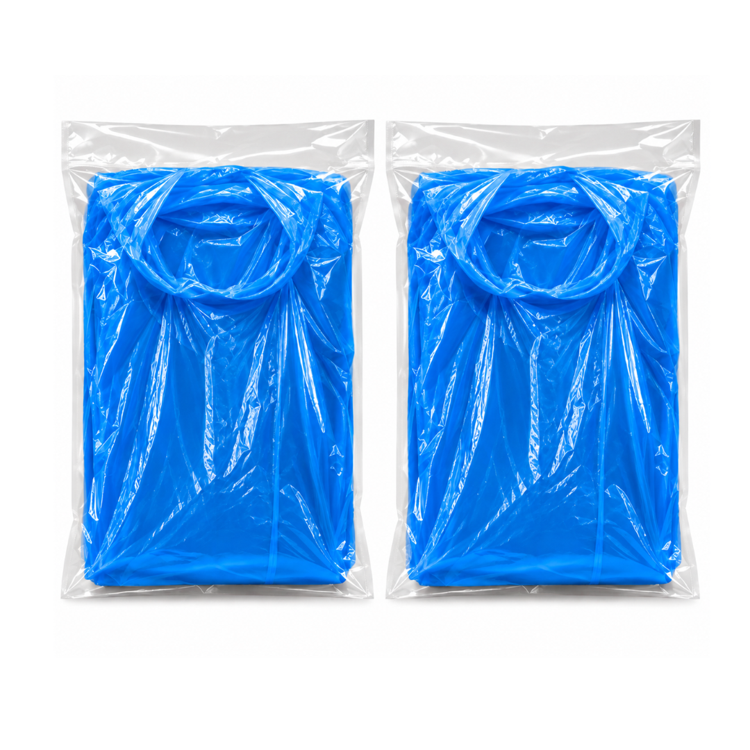 Adult Waterproof Rain Poncho with Hood – Blue Vinyl, Lightweight, Foldable & Compact, One Size Fits Most, Emergency Rain Gear for Camping, Travel, Festivals & Outdoor Activities