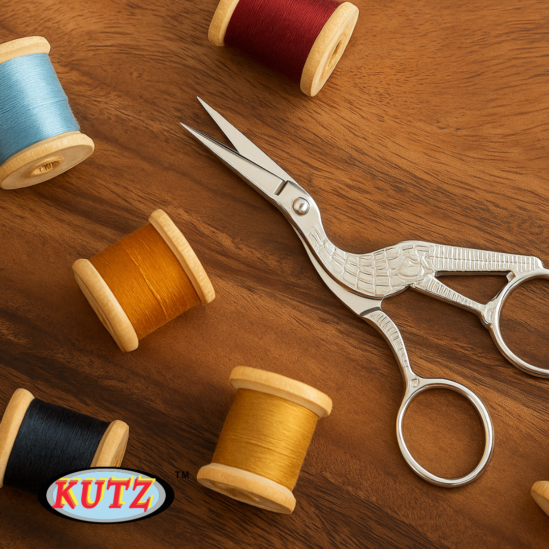 Nostalgic Stork Scissors - Silver-tone, 4.5" Long - Vinyl Pouch  - SC61450