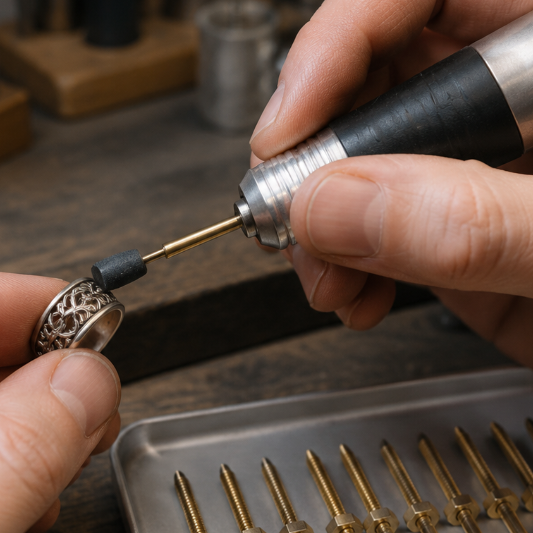 12-Piece Screw-Tip Mandrel Set for Rubber Polishing Heads – 2-Inch Rotary Tool Mandrels with Nut Fasteners for Jewelry, Metalworking and Detail Polishing – TJ-04-50032