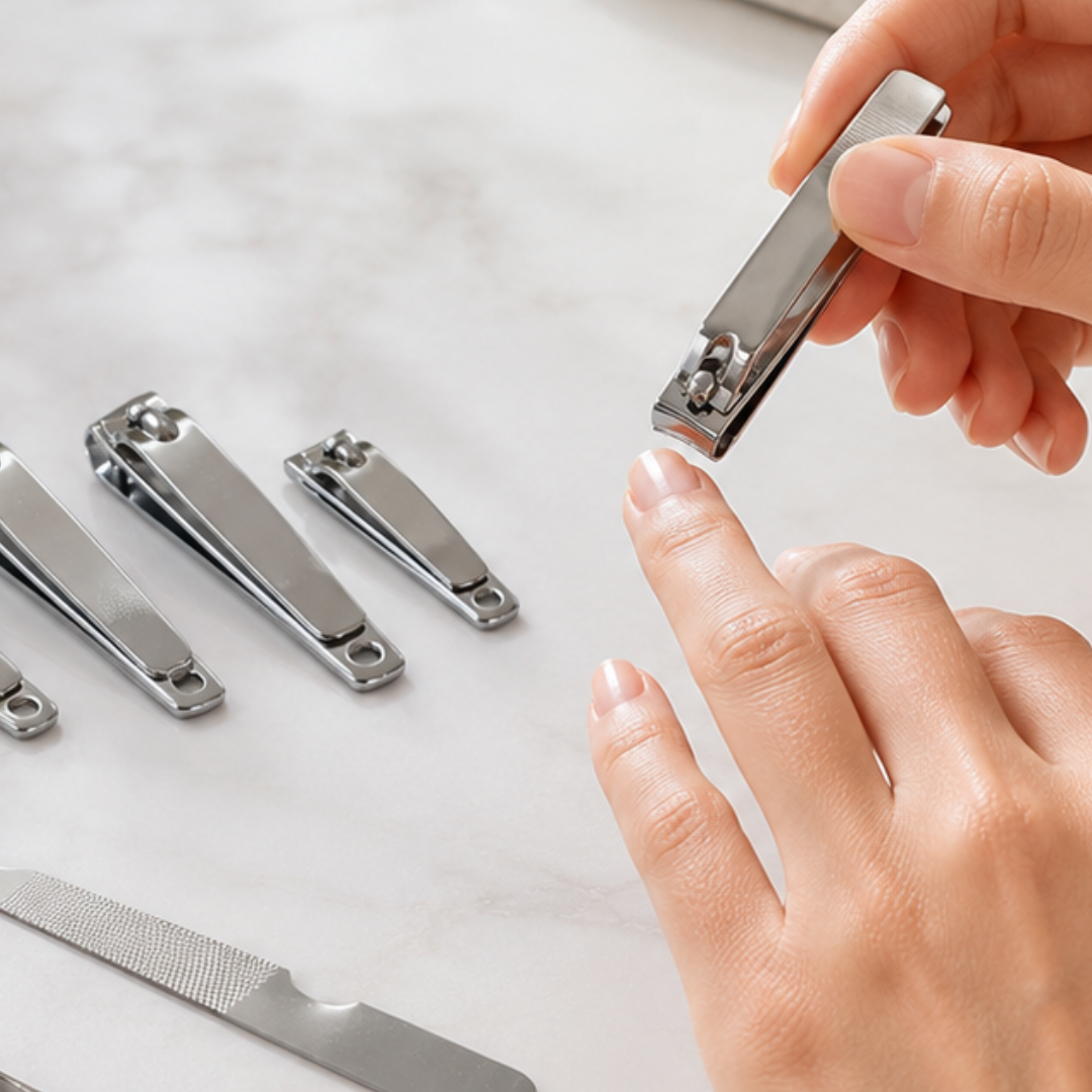 7 Piece Stainless Steel Manicure Set with 5 Nail Clippers, Tweezers, Nail Cleaner & File – Grooming Kit for Men & Women, Travel, Home, Purse, Desk or Toiletry Bag