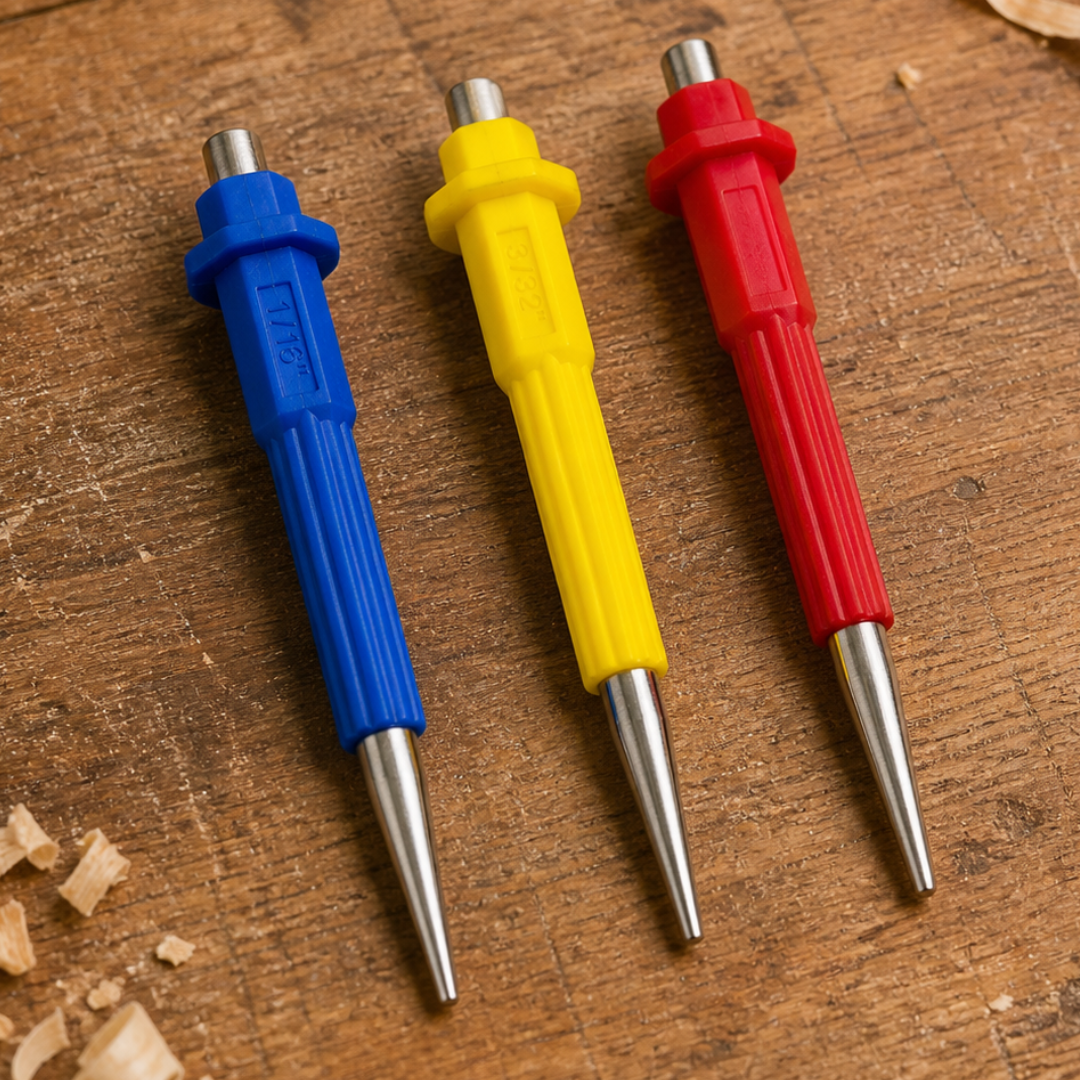 3 Piece Nail Punch Set – 1/16", 3/32", 1/8" Sizes – Chrome Vanadium Steel – Soft Grip Handles – Precision Pin Punch Tool Set for Woodworking & Carpentry