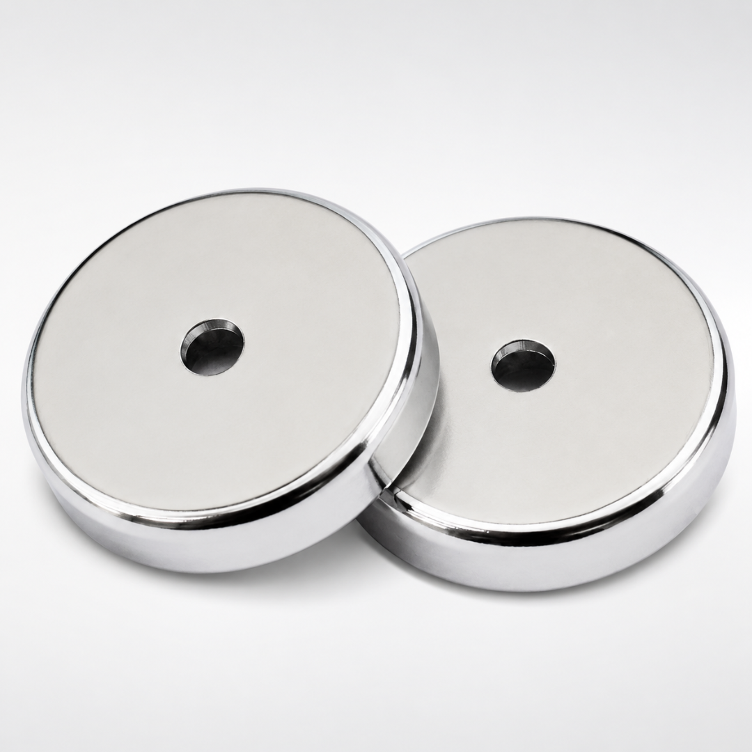 2-Pack Mini Round Magnets with Chrome-Plated Base, 1-1/2 Inch Diameter, Strong Utility Magnets for Garage, Workshop, Kitchen, Office and Classroom – MC-90219-Z02