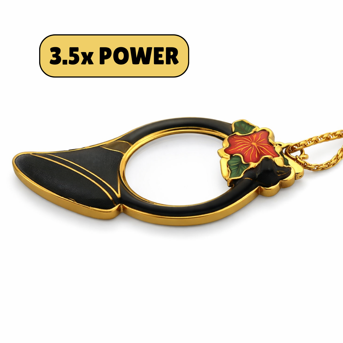 3.5X Power Magnifier Necklace – French Horn Design with Gold-Tone Chain (MG-00114)
