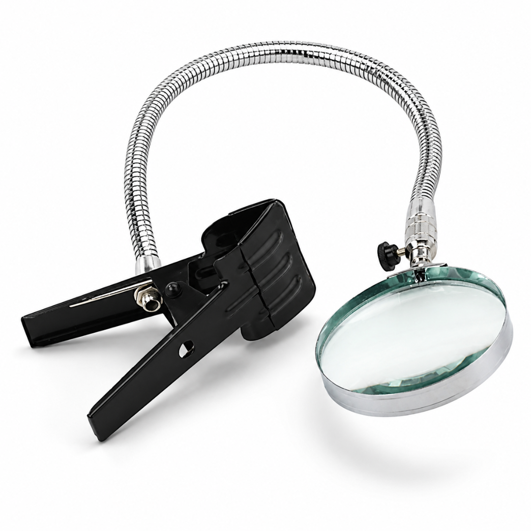 3.5-Inch Glass Magnifier with Flexible Gooseneck & Heavy Duty Table Clamp, Metal Frame Desk Magnifying Lens for Reading, Crafts, Jewelry, Electronics & Hobby Work