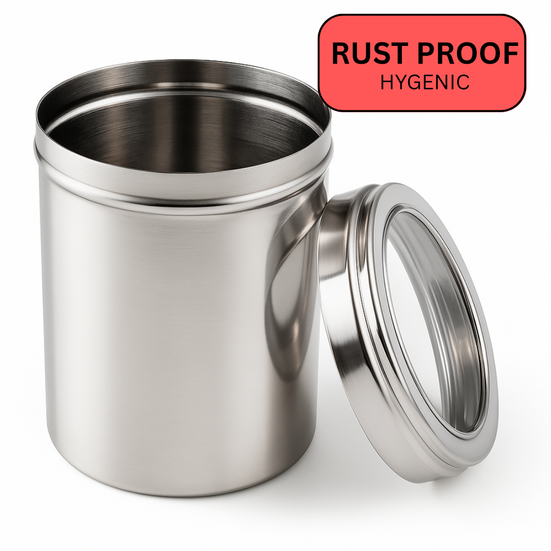 Mini Clear Stainless Steel Canister Set – Stackable Airtight Containers for Coffee, Sugar, Spices, Snacks, Crafts & More – Freshness-Sealing Lids
