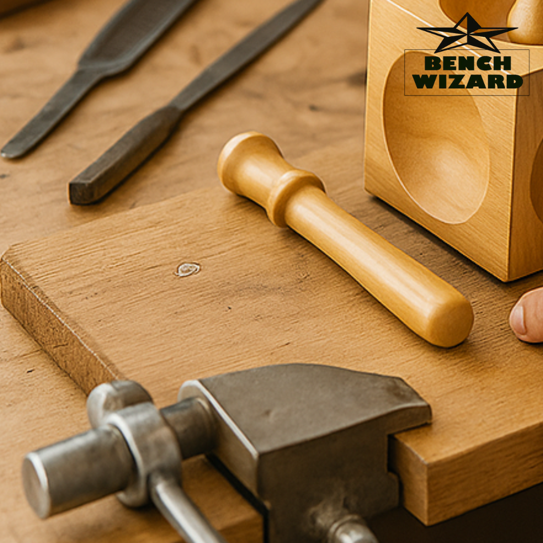 Wooden Dapping Block & Punches Set | Precision Shaping & Forming | Non-Marring Surface  - TJ01-09860