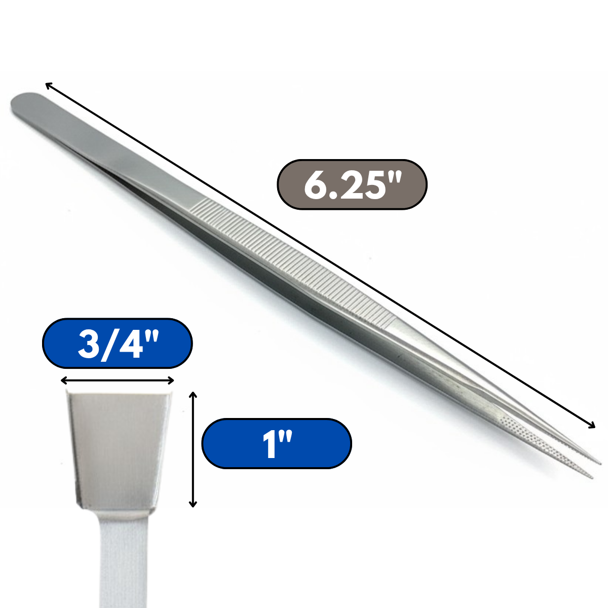 5 Piece Diamond Handling Tweezer Set with 4-Prong Pick Up Tool & Shovel - Stainless Steel - TJ-17336