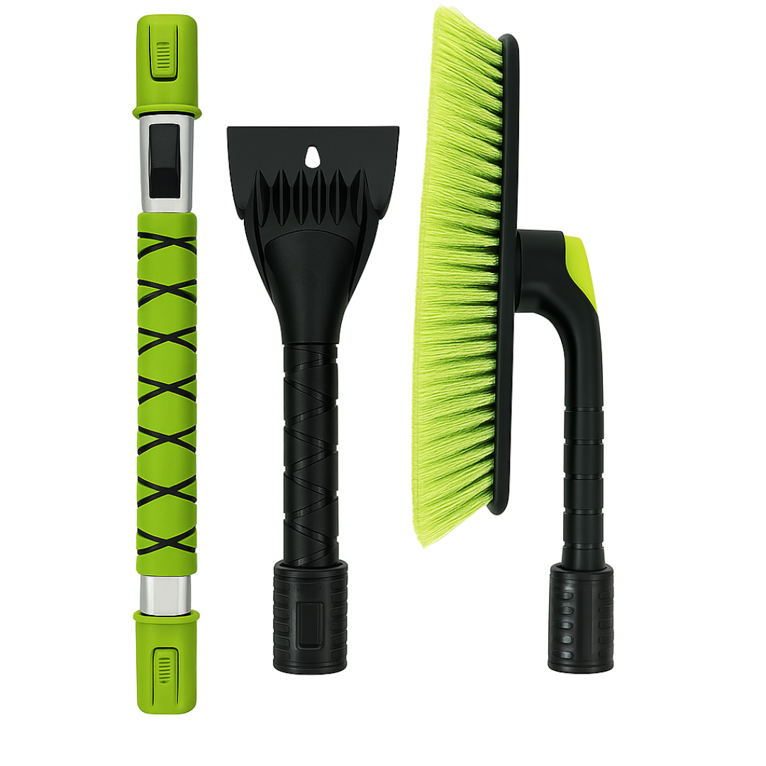 47.5" Extendable Snow Brush with 360° Rotating Head & Ice Scraper – 2-in-1 Car Snow Removal Tool with Soft PVC Bristles & EVA Foam Grip – Adjustable Telescopic Handle