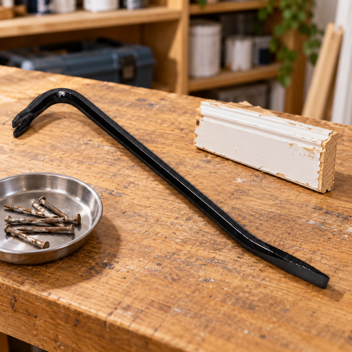 12-Inch Forged Steel Wrecking Bar with Curved Nail Puller & Beveled Chisel End – Demolition Pry Bar – TZ-45187
