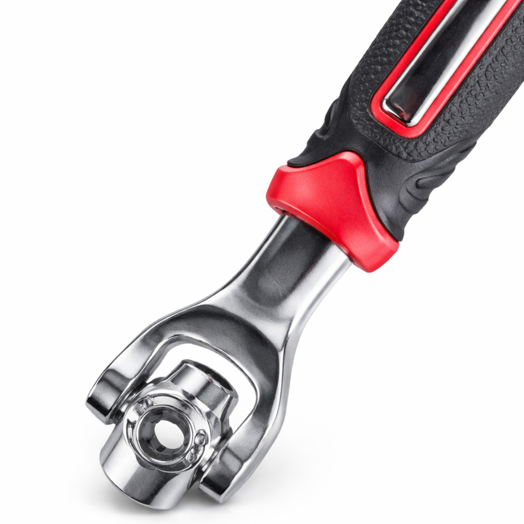 8-in-1 Multi Swivel Socket Wrench – Flexible Universal Wrench with Ergonomic Non-Slip Handle, Fits 5/16" to 1-1/16" Fasteners