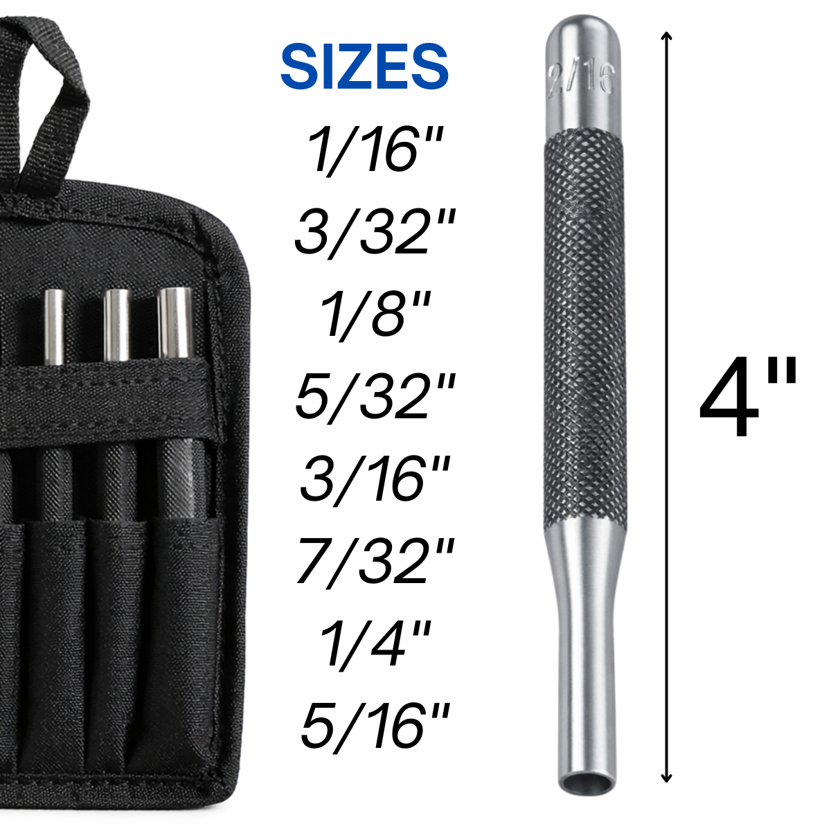 Short Drive Punch Set – 8 Piece Mini Punch Kit (4") – TZ01-02100