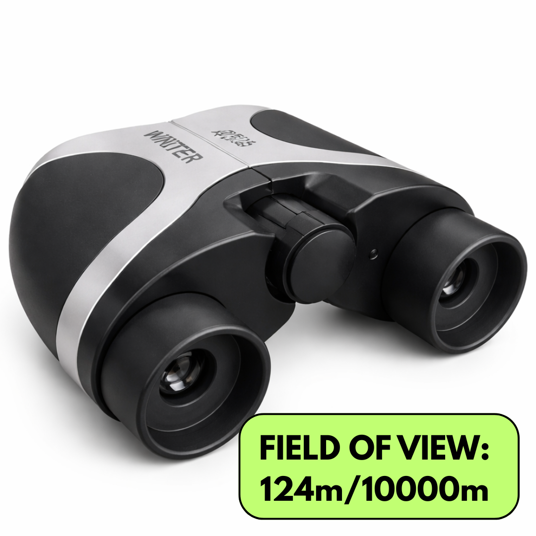 8x Sporty Mini Compact Binoculars – 21mm Amber Lenses, Lightweight Travel Binoculars with Case & Neck Strap