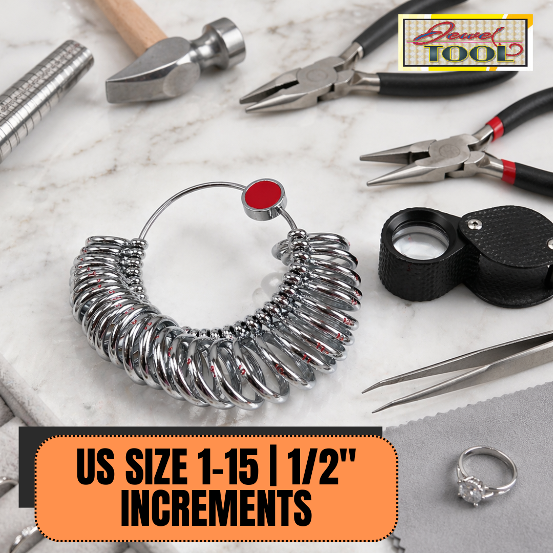 29 Piece Ring Sizer Set – US Sizes 1–15 with Half Sizes, Nickel Plated Brass Ring Sizing Tool, Finger Gauge for Jewelry Measurement & Resizing