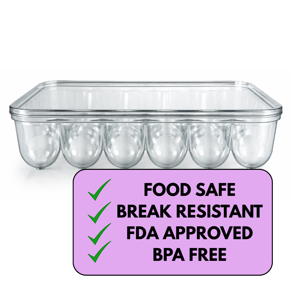 Plastic Egg Holder with Lid – 18 Egg Capacity, Stackable Refrigerator Egg Tray, BPA Free Clear Egg Storage Container