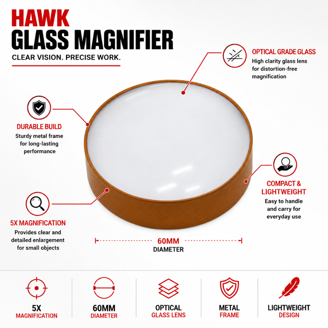 5X Desktop Dome Magnifier with Gold Metal Frame, 2.5 Inch Convex Glass Lens, Hands-Free Reading Magnifier and Paperweight for Desk, Books, Maps, Documents, Stamps and Coins