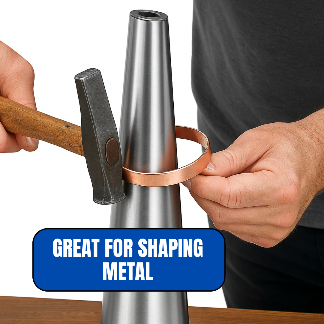 12" (30.5 cm) Steel Bracelet Mandrel | Oval Shape | Tapers 1.75" (4.4 cm) to 2.75" (7 cm) | Hardened Metal with Polished Finish