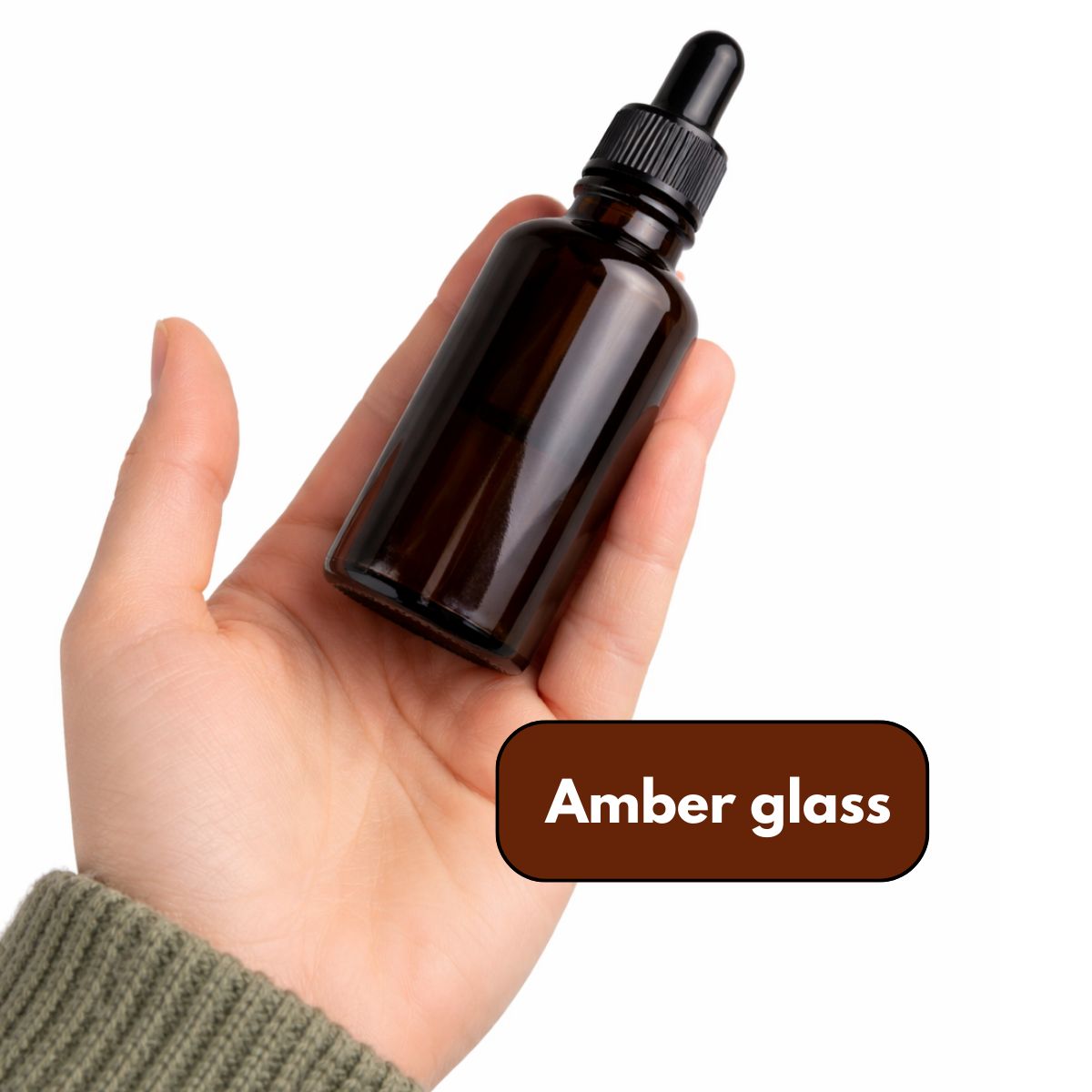 Amber Glass Dropper Bottles Set – 16 Pack (8 x 1 oz + 8 x 2 oz) with Black Dropper Lids, Refillable Glass Bottles for Oils, Serums, Tinctures & DIY Liquids