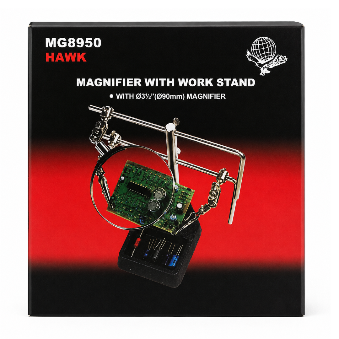 Helping Hand 2X Magnifier with Weighted Cast Iron Base, Adjustable Alligator Clips & 3.5-Inch Lens for Jewelry Repair, Electronics, Crafts, Soldering & Hobby Work