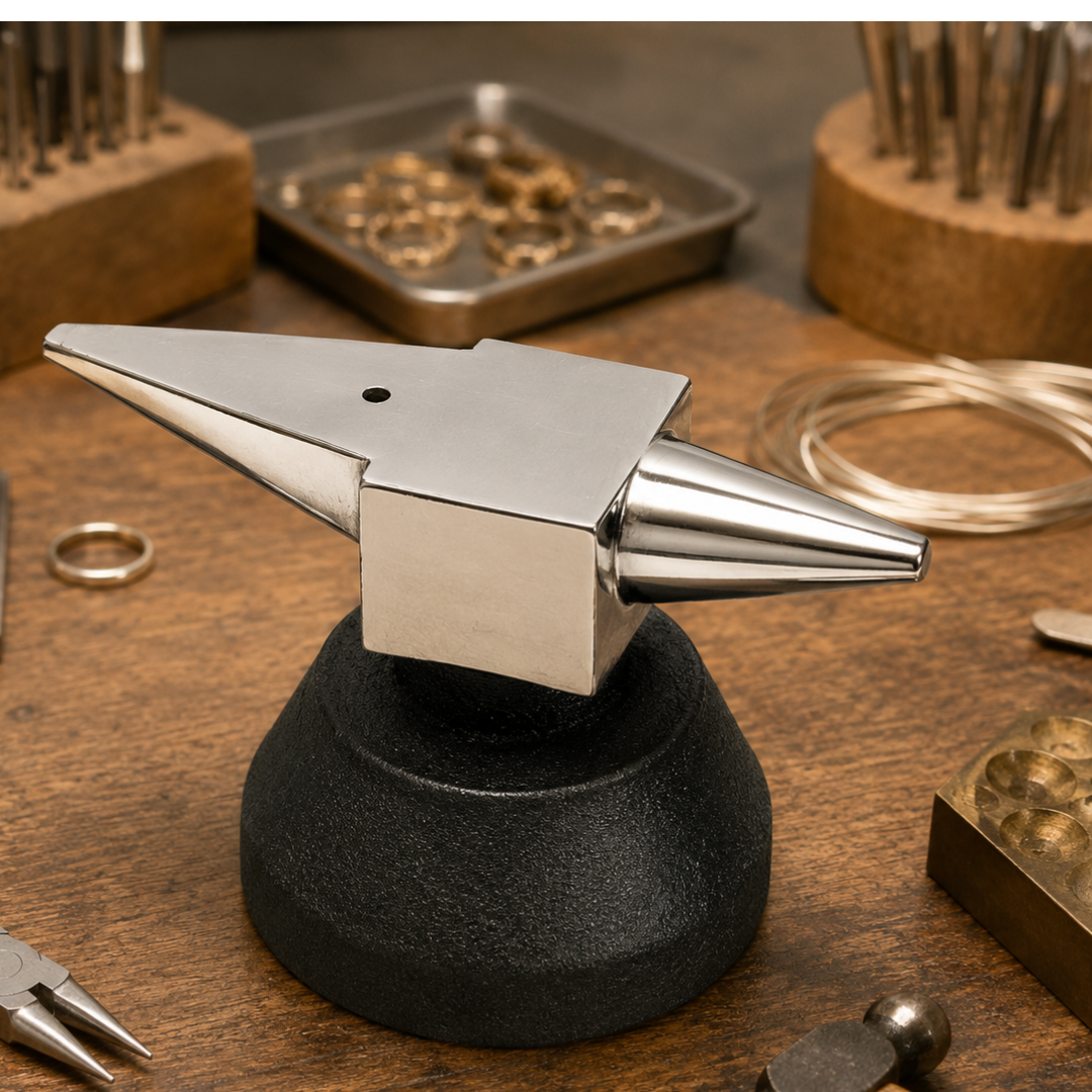 Big Bench Horn Anvil with Heavy Weighted Base, Chrome-Plated Metalworking and Jewelry Repair Tool, 8 Inch Tip-to-Tip, 5.5 Inch Tall, 8.7 lb – TJ8950L