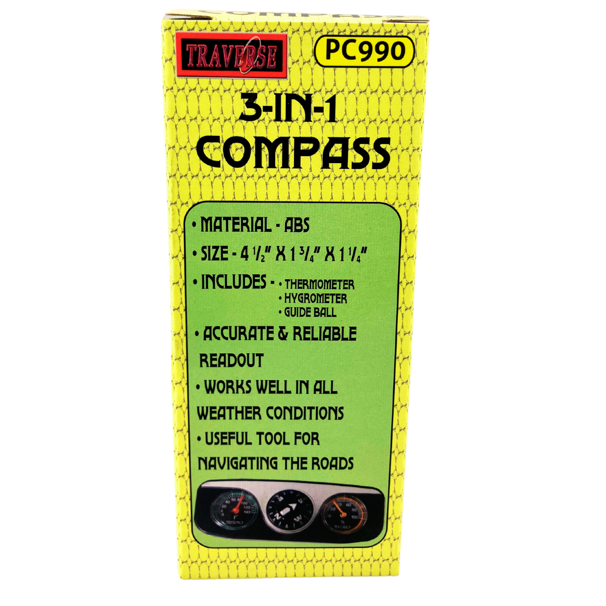 Adroit 3-in-1 Compass, Thermometer, and Hygrometer | Compact Weather and Navigation Tool | 4.5" (11.4 cm) x 1.75" (4.4 cm) x 1.25" (3.2 cm)