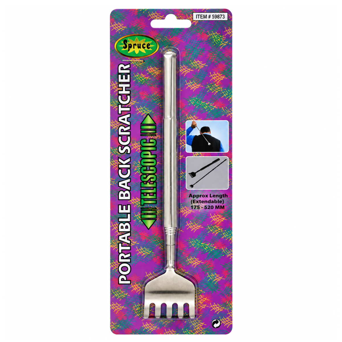 Telescoping Stainless Steel Back Scratcher, 6.5" to 20" Extendable Portable Back Scratcher with Pocket Clip – S1-08873