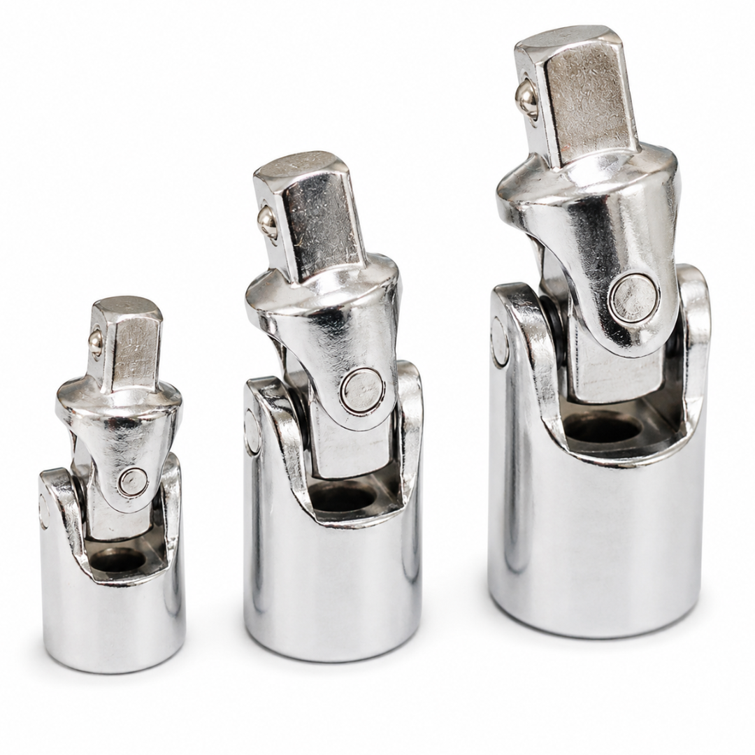 3-Piece Universal Joint Socket Adapter Set – 1/4", 3/8" & 1/2" Drive – Heavy-Duty Swivel Socket Accessories – TU-FR-8222