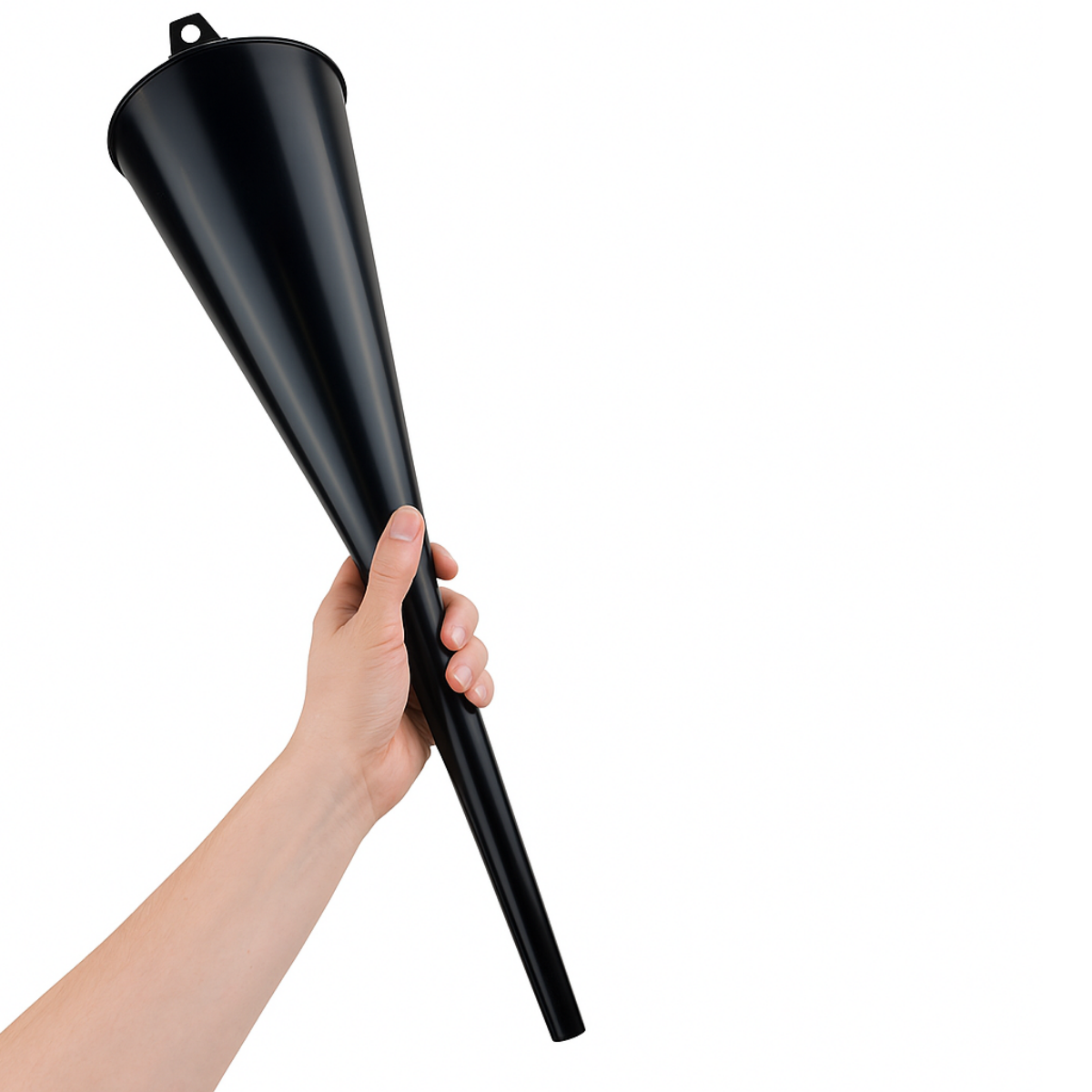 2 Pc. 18" Extra-Long Plastic Funnel with 5" Wide Mouth – Flute-Style Narrow Base for Oil, Gas, and Transmission Fluids