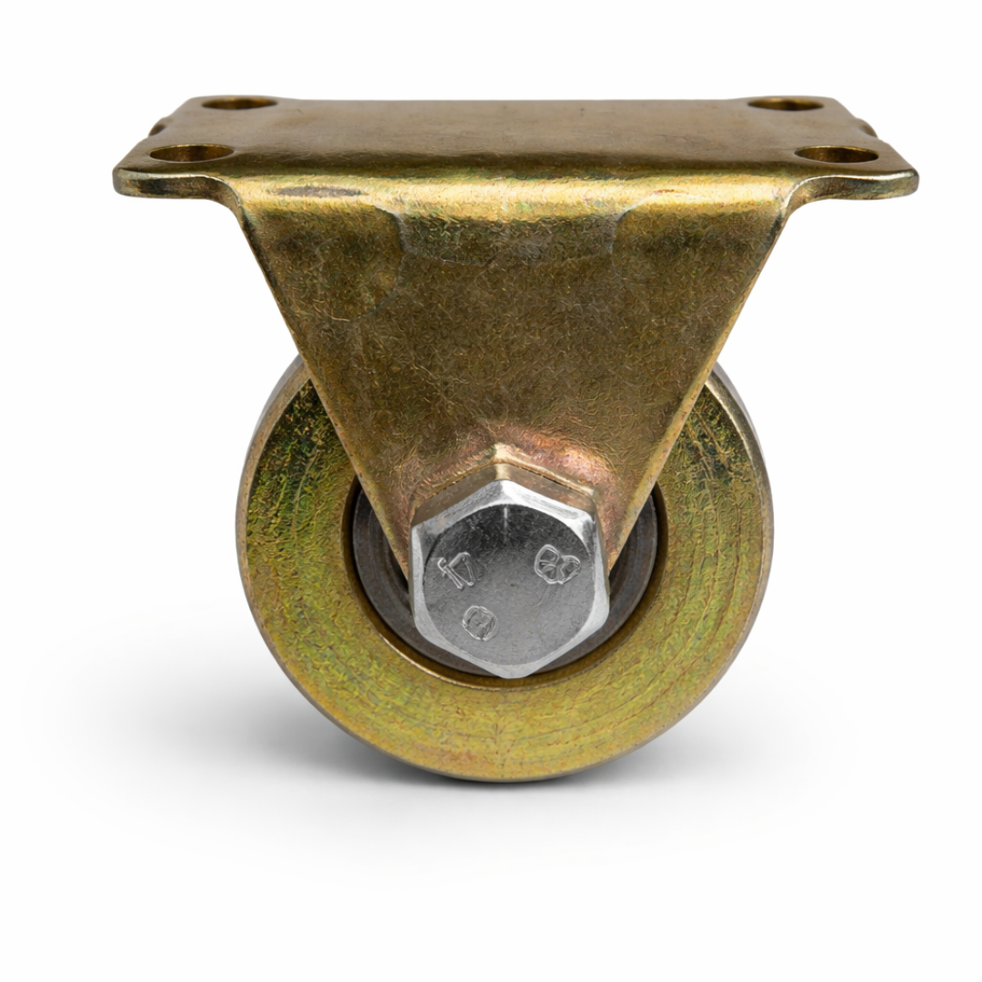 2" V-Groove Steel Caster Wheel – Heavy Duty Rigid Plate Mount Track Wheel – Zinc Plated Steel V Track Roller – Industrial Gate, Rail & Sliding Door Wheel – 2.62"L x 1.48"W x 2.48"H