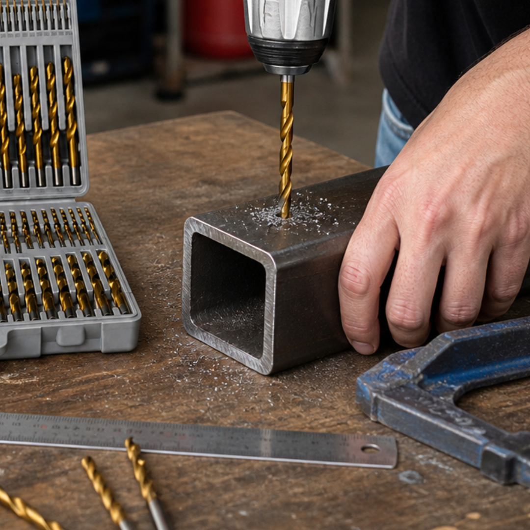 115 Piece Titanium Drill Bit Set – HSS TiN Coated Drill Bits – 1/16" to 1/2" Sizes – Fractional, Letter & Number Bits – Metal, Wood & Plastic