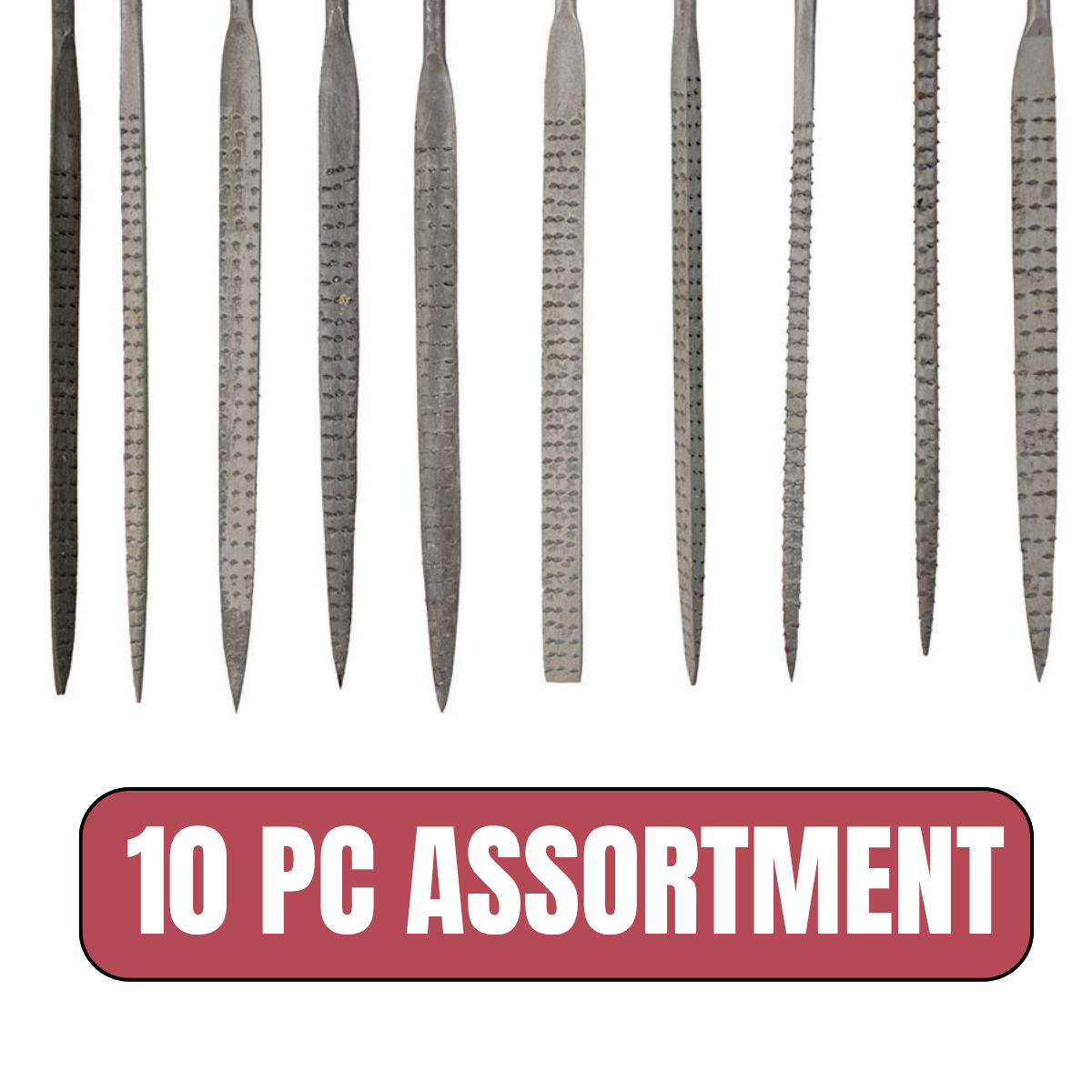 10 Piece Needle File Rasp Set – 5.5" Precision Carbon Steel Files with 10 Shapes for Metal, Wood, Jewelry, and Craft Projects – Includes PVC Pouch