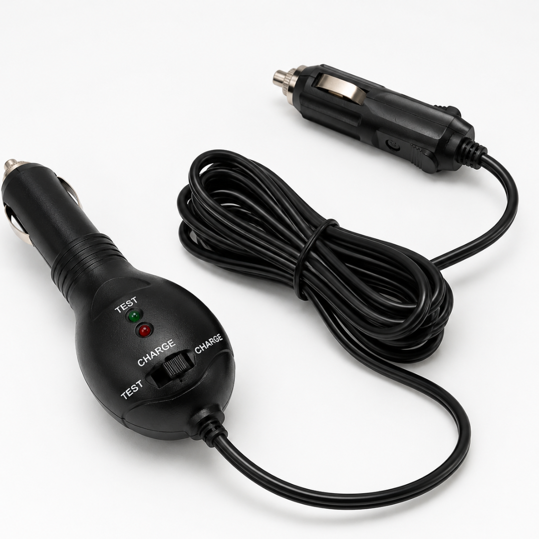 12V Accessory Outlet-to-Outlet Emergency Battery Charging Cable, 14+ Ft Cord with LED Status Lights and Test/Charge Switch, Compact 8.3 Oz – TA-05215