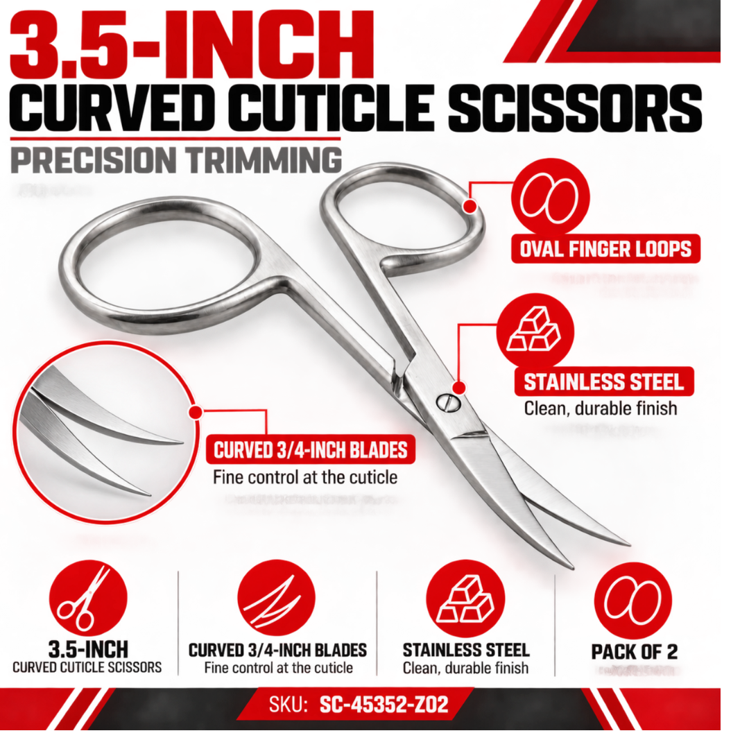 3.5 Inch Stainless Steel Cuticle Scissors (Pack of: 2) - SC-45352-Z02