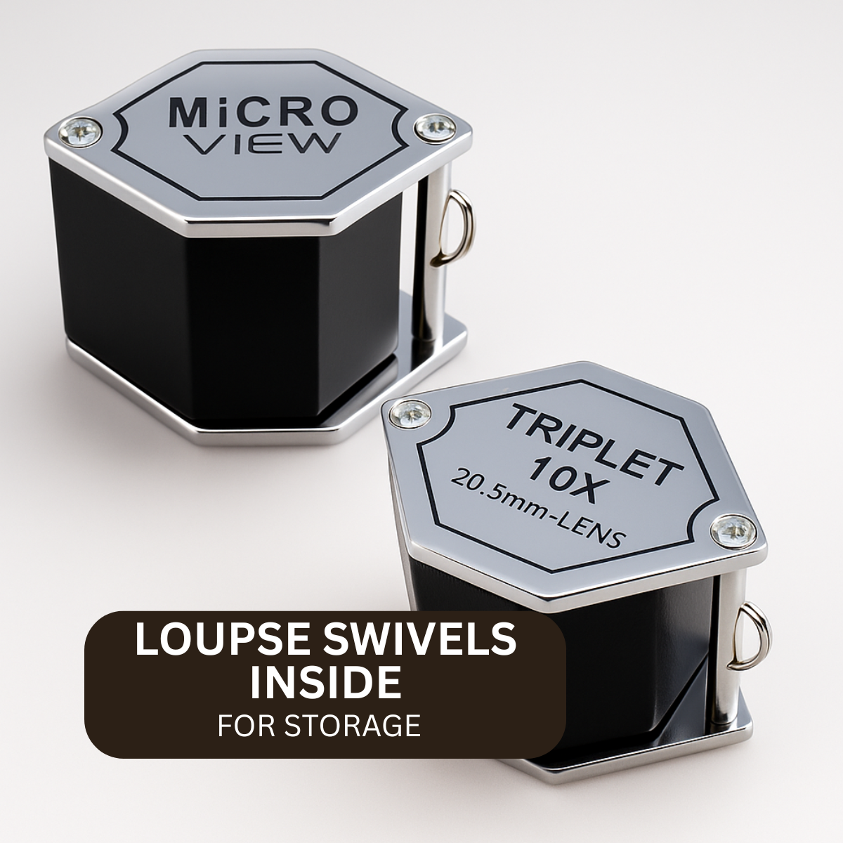 Hexagonal Frame Triple Glass Lens Jeweler's Loupe - 10X Power  - MG-02410